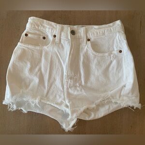 Abercrombie Curve Love Mom Short High Rise White Denim Jean Shorts